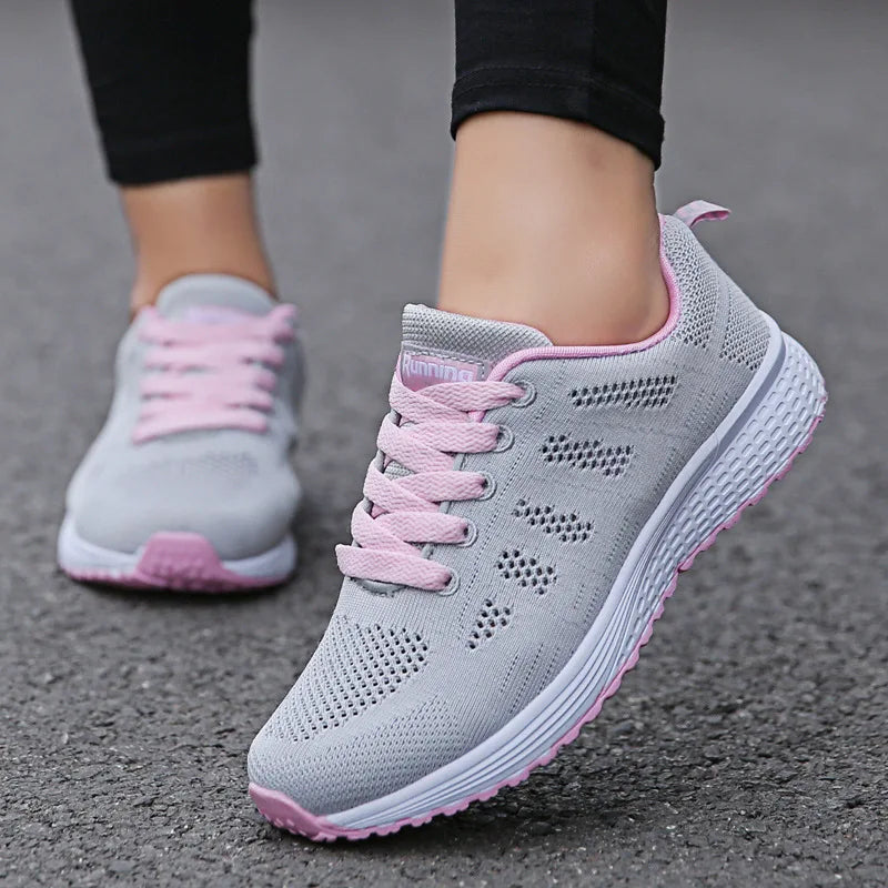 Tenis Casuales Mujer – Malla Transpirable, Suela Plana