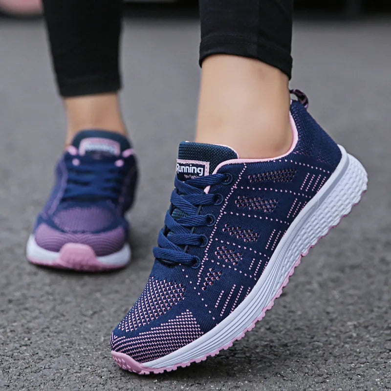 Tenis Casuales Mujer – Malla Transpirable, Suela Plana