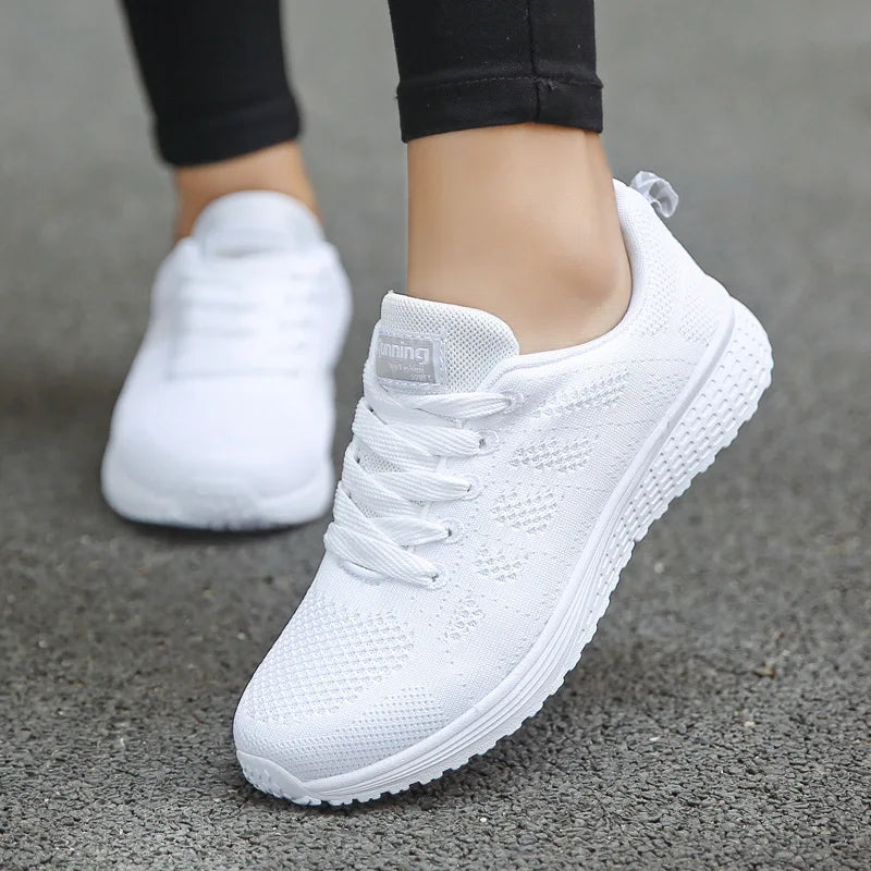 Tenis Casuales Mujer – Malla Transpirable, Suela Plana