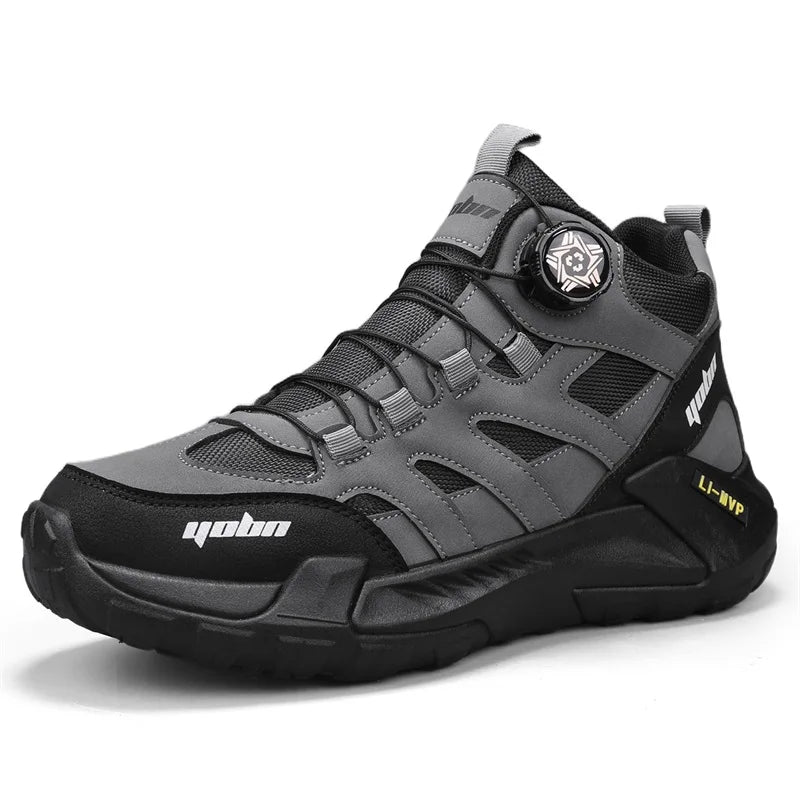 Fashion Knob Biker Boots Trend Design Motorcycle Boots Men Ankle Boot Outdoor Non-slip Men's Trekking Sneakers botas masculino