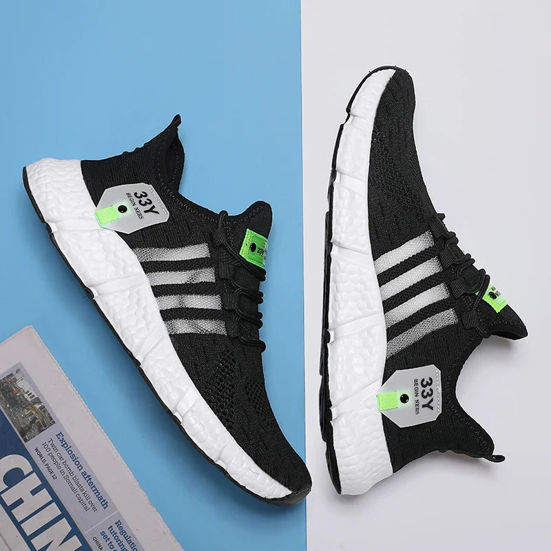 Zapatos de malla transpirable para hombre, zapatos planos ligeros a la moda para caminar, zapatillas de tenis de talla grande para hombre, zapatos deportivos