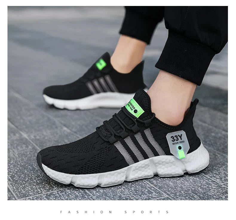 Zapatos de malla transpirable para hombre, zapatos planos ligeros a la moda para caminar, zapatillas de tenis de talla grande para hombre, zapatos deportivos