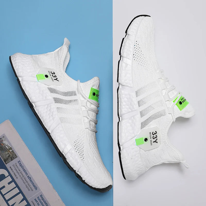 Zapatos de malla transpirable para hombre, zapatos planos ligeros a la moda para caminar, zapatillas de tenis de talla grande para hombre, zapatos deportivos