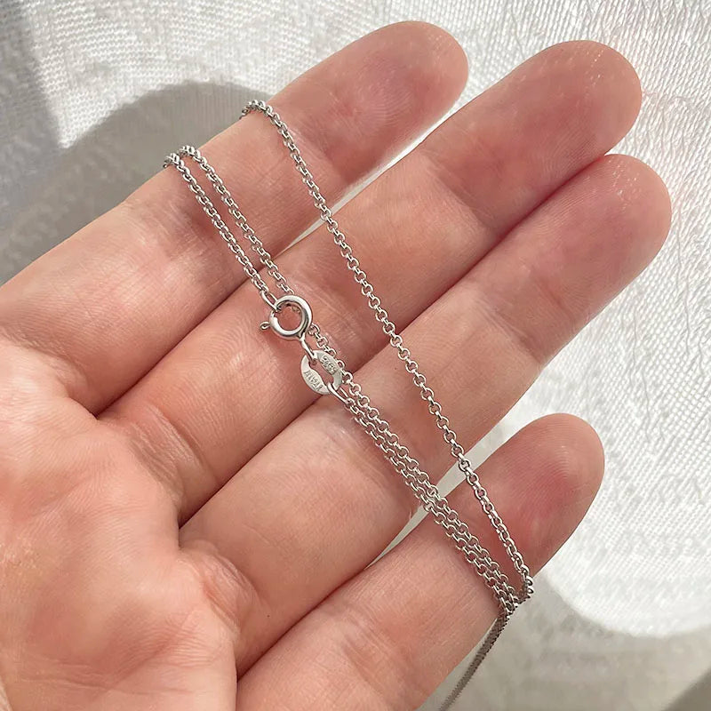 1.5mm 55cm-90cm 925 Sterling Silver Circle Rolo Chain Necklace Women Italy Men Jewelry Kolye Collares Collier Ketting Sieraden