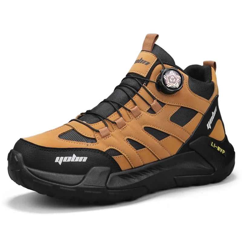 Fashion Knob Biker Boots Trend Design Motorcycle Boots Men Ankle Boot Outdoor Non-slip Men's Trekking Sneakers botas masculino