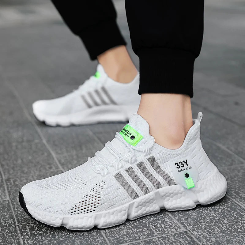 Zapatos de malla transpirable para hombre, zapatos planos ligeros a la moda para caminar, zapatillas de tenis de talla grande para hombre, zapatos deportivos