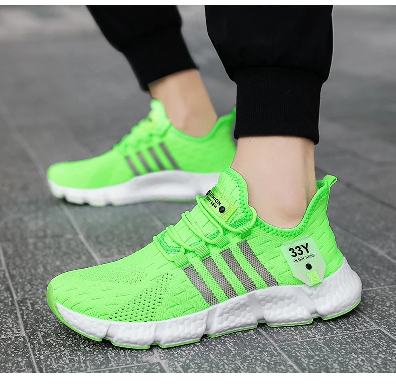 Zapatos de malla transpirable para hombre, zapatos planos ligeros a la moda para caminar, zapatillas de tenis de talla grande para hombre, zapatos deportivos