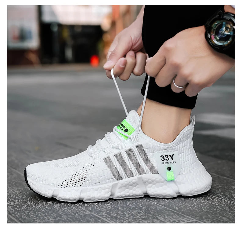 Zapatos de malla transpirable para hombre, zapatos planos ligeros a la moda para caminar, zapatillas de tenis de talla grande para hombre, zapatos deportivos