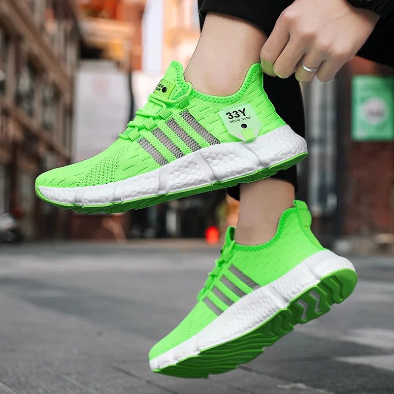 Zapatos de malla transpirable para hombre, zapatos planos ligeros a la moda para caminar, zapatillas de tenis de talla grande para hombre, zapatos deportivos