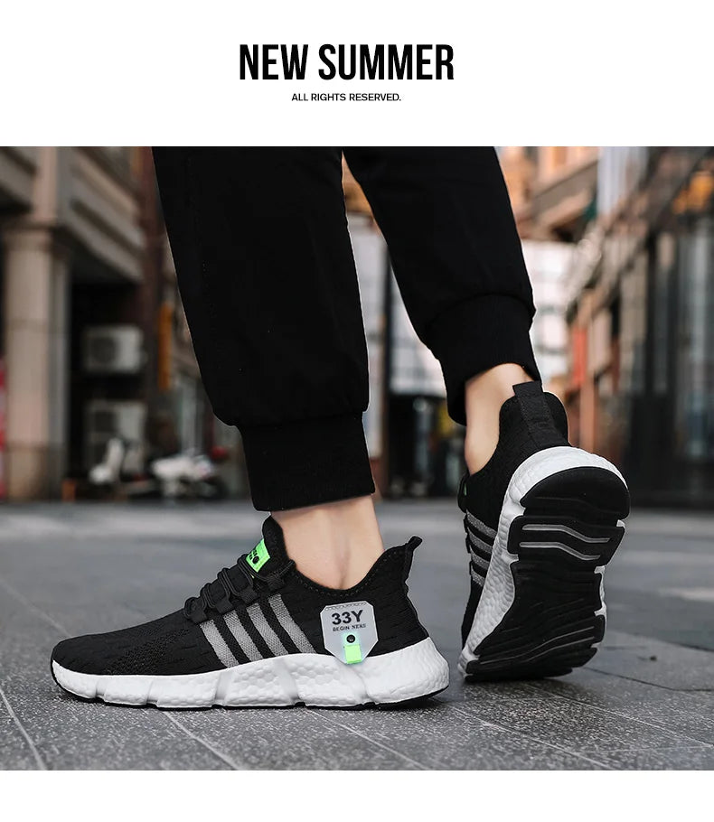 Zapatos de malla transpirable para hombre, zapatos planos ligeros a la moda para caminar, zapatillas de tenis de talla grande para hombre, zapatos deportivos