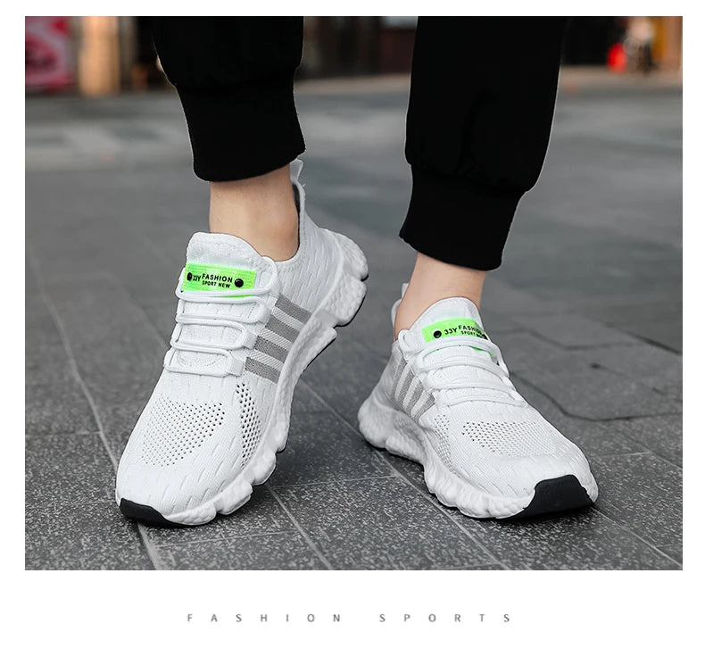 Zapatos de malla transpirable para hombre, zapatos planos ligeros a la moda para caminar, zapatillas de tenis de talla grande para hombre, zapatos deportivos