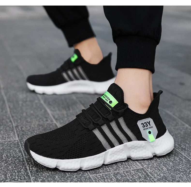 Zapatos de malla transpirable para hombre, zapatos planos ligeros a la moda para caminar, zapatillas de tenis de talla grande para hombre, zapatos deportivos