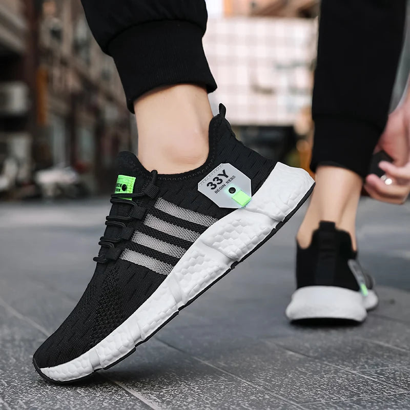 Zapatos de malla transpirable para hombre, zapatos planos ligeros a la moda para caminar, zapatillas de tenis de talla grande para hombre, zapatos deportivos