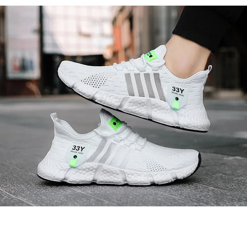 Zapatos de malla transpirable para hombre, zapatos planos ligeros a la moda para caminar, zapatillas de tenis de talla grande para hombre, zapatos deportivos