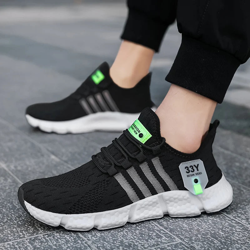 Zapatos de malla transpirable para hombre, zapatos planos ligeros a la moda para caminar, zapatillas de tenis de talla grande para hombre, zapatos deportivos