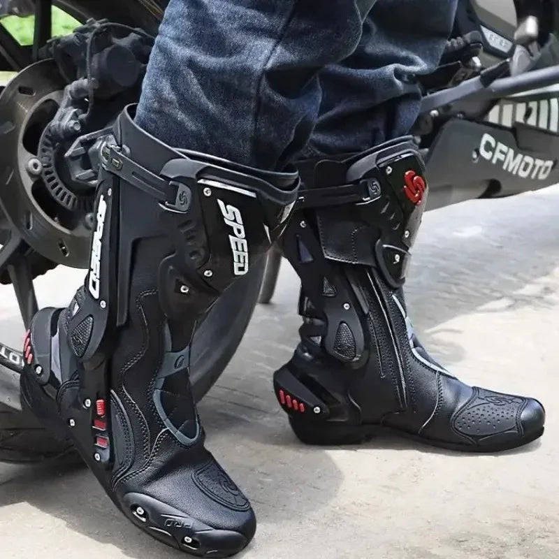 PRO-BIKER Motorcycle Boots Waterproof Racing Boots All-Season Anti-Slip Waterproof Off-Road Boots for Men Women B1008