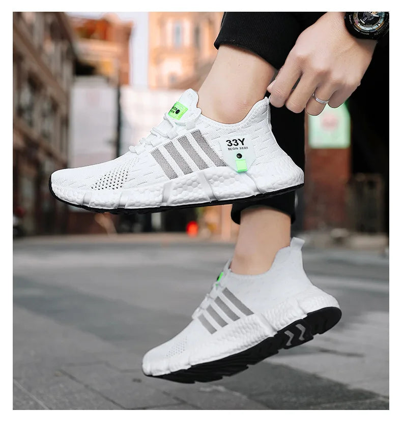 Zapatos de malla transpirable para hombre, zapatos planos ligeros a la moda para caminar, zapatillas de tenis de talla grande para hombre, zapatos deportivos