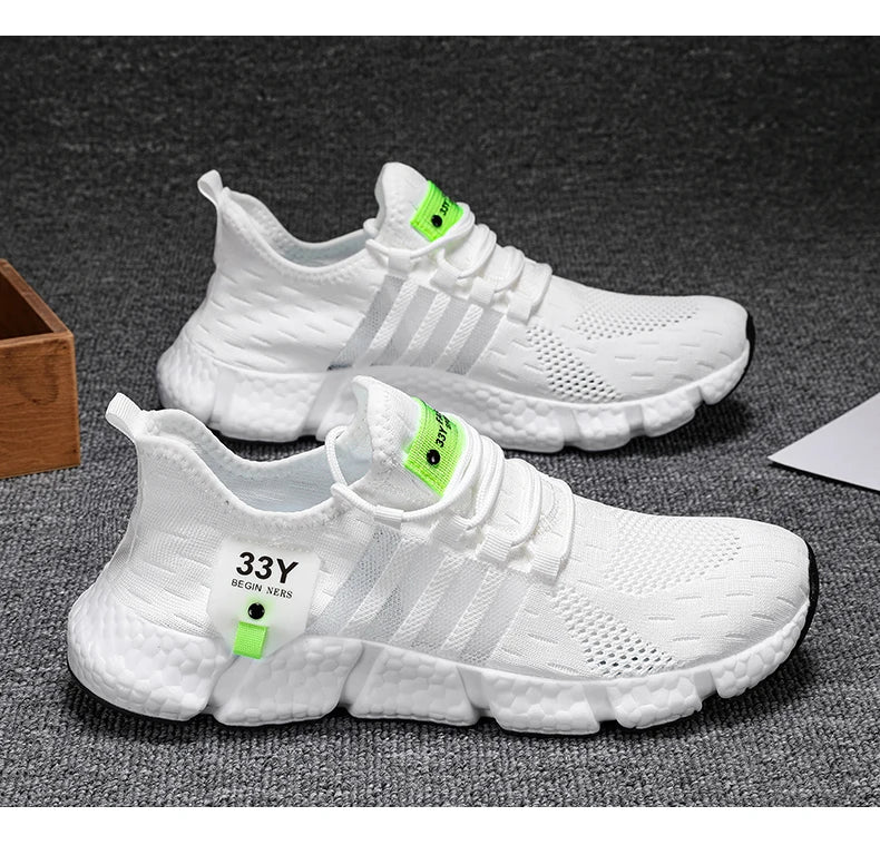 Zapatos de malla transpirable para hombre, zapatos planos ligeros a la moda para caminar, zapatillas de tenis de talla grande para hombre, zapatos deportivos