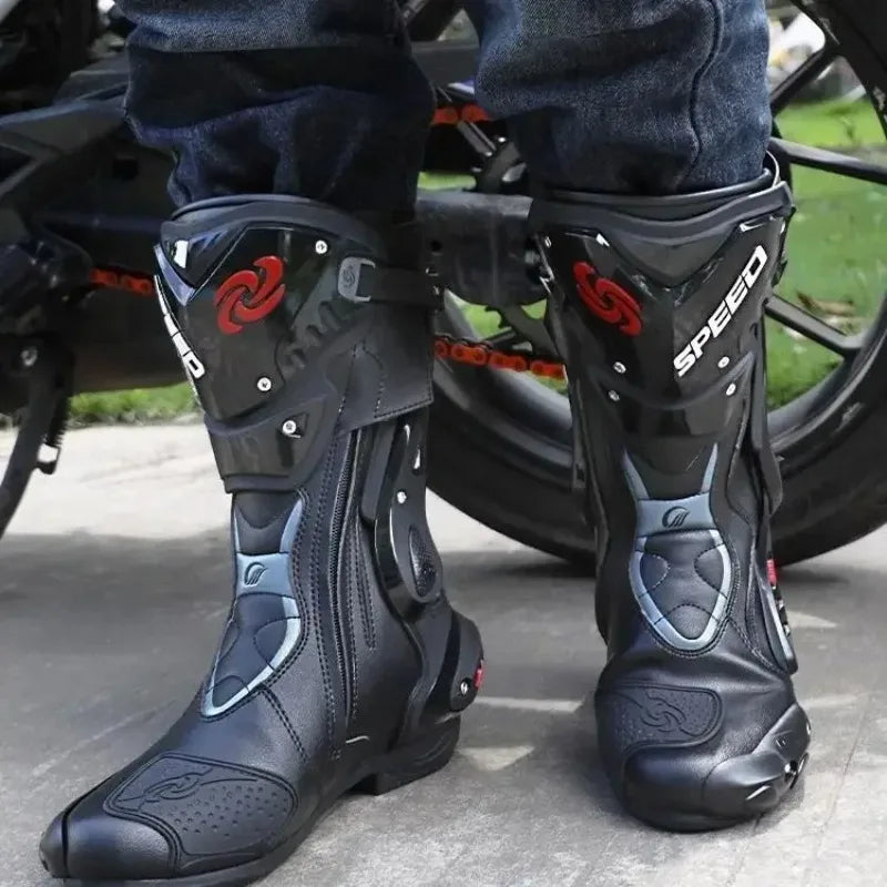 PRO-BIKER Motorcycle Boots Waterproof Racing Boots All-Season Anti-Slip Waterproof Off-Road Boots for Men Women B1008