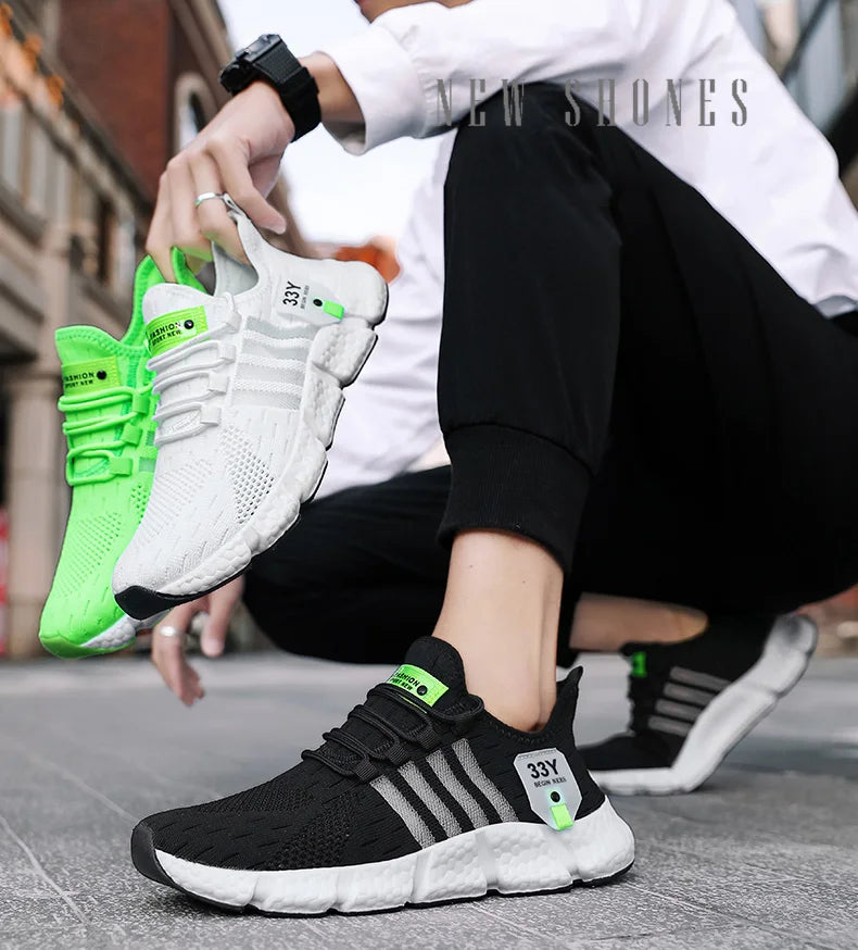 Zapatos de malla transpirable para hombre, zapatos planos ligeros a la moda para caminar, zapatillas de tenis de talla grande para hombre, zapatos deportivos