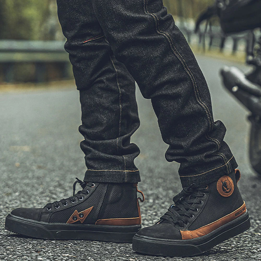 Boots for Motorcyclist Man Motorcycle Shoes Botas Moto Wear-Resistant Men's Motorcycle Shoes  Men's Motorcycle Shoes  Riding boo